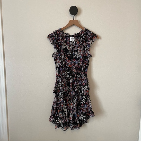 MISA Fleur Ruffle Floral Print Dress XS - Picture 2 of 9
